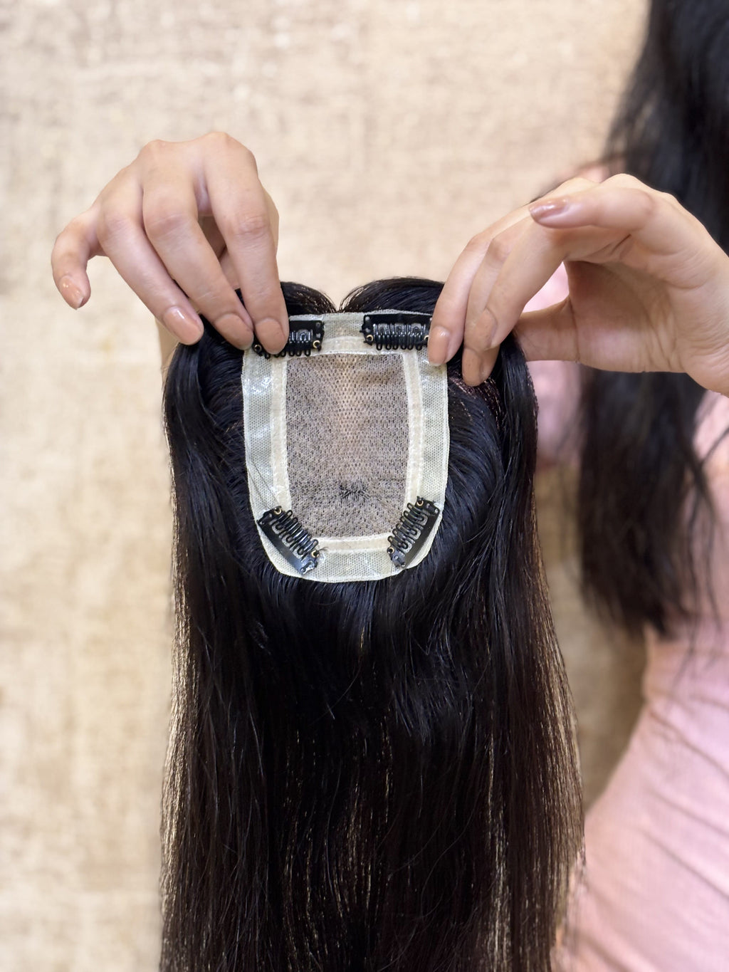 Hair Topper for PCOS Hair Loss | Silk Base | Natural Black | Straight | Remy Hair India-4