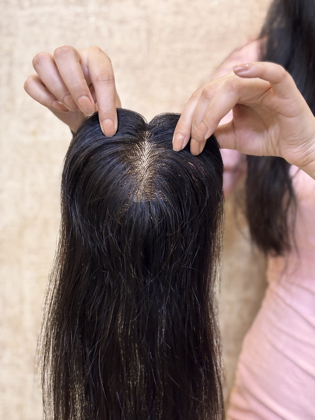 Hair Topper for PCOS Hair Loss | Silk Base | Natural Black | Straight | Remy Hair India-3