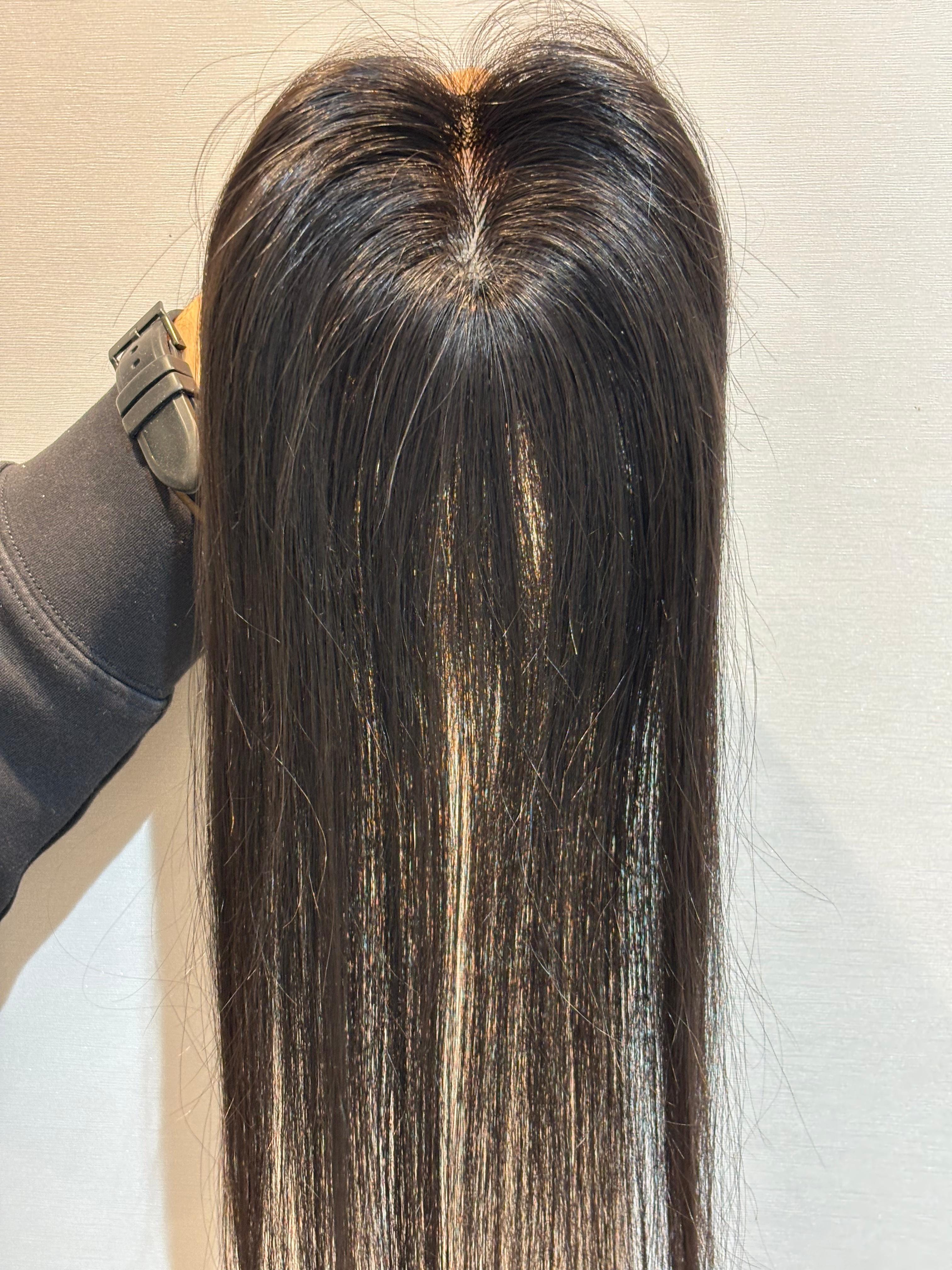 Hair Topper for PCOS Hair Loss | Silk Base | Natural Black | Straight | Remy Hair India-5