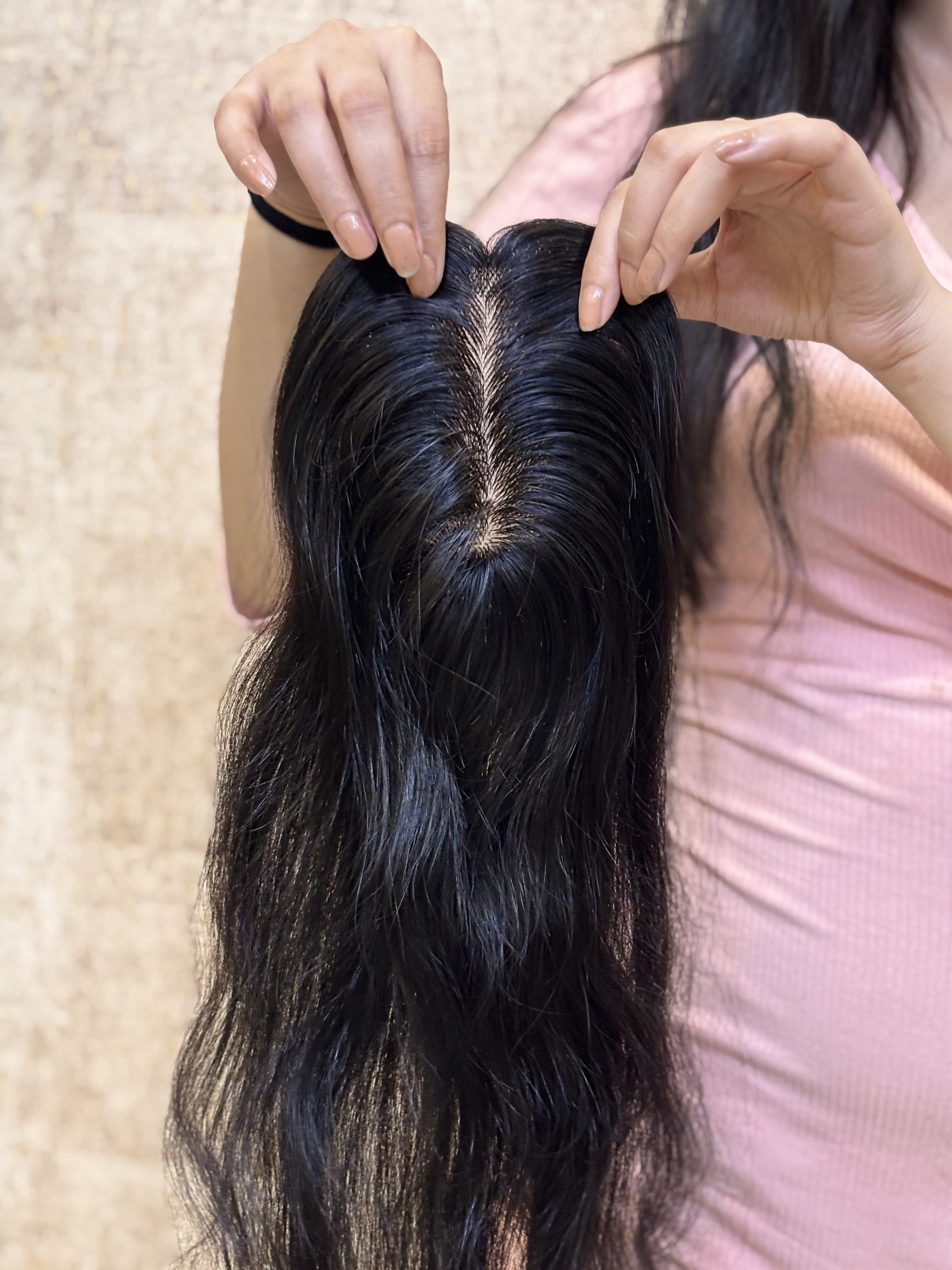 Hair Topper for PCOS Hair Loss | Silk Base | Natural Black | Straight | Remy Hair India-7