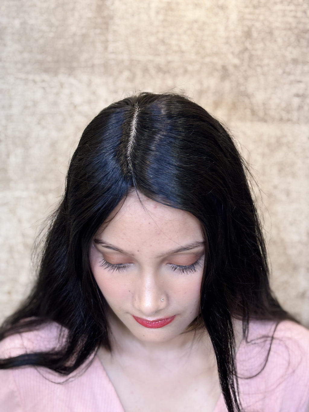Hair Topper for PCOS Hair Loss | Silk Base | Natural Black | Straight | Remy Hair India-2